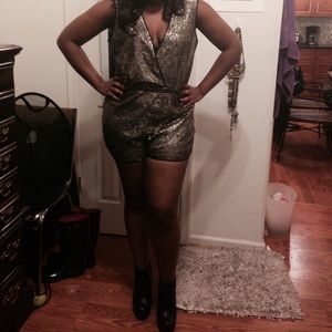 ASOS romper in gold sequins.